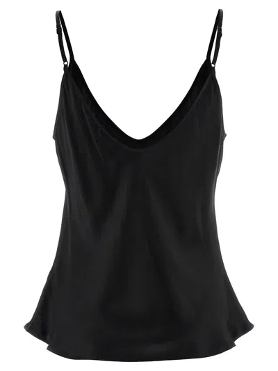 L'agence Gabriella Silk V-neck Tank In Black