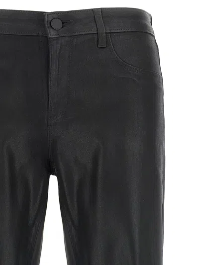 L'agence Sneeki Coated Flared Jeans In Black