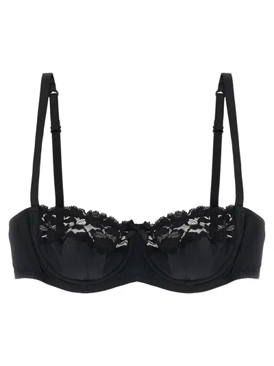Dolce & Gabbana Silk Bra With Adjustable Shoulder Straps In Black
