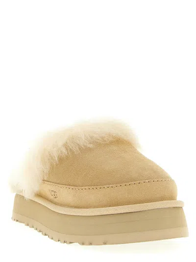 Ugg Chalet Beige Ankle Boots With Fur Design In Suede Woman In Animal Print