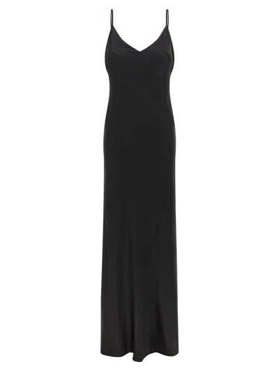 L'agence Seridie Mid-length Silk Slip Dress In Black