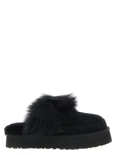 Ugg Disquette Chalet Suede And Sheepskin Slippers In Black