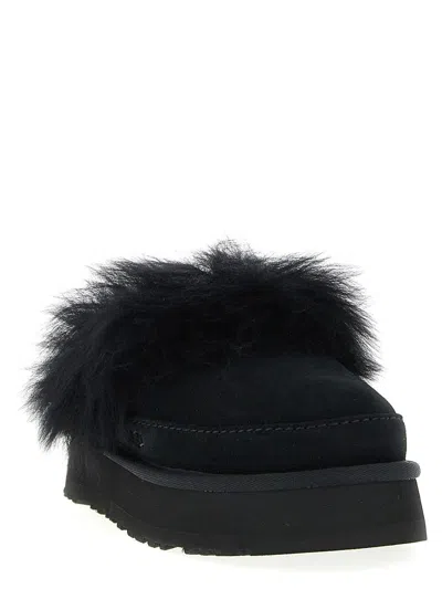 Ugg Disquette Chalet Suede And Sheepskin Slippers In Black