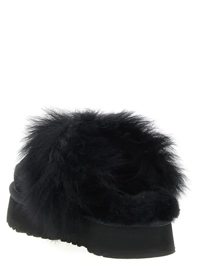 Ugg Disquette Chalet Suede And Sheepskin Slippers In Black