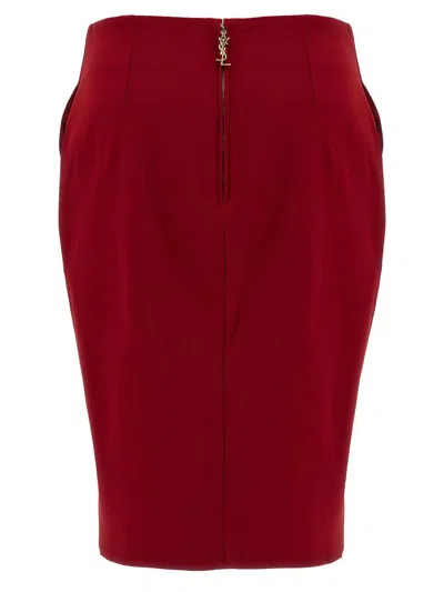 Saint Laurent Fitted Midi And Knee-length Skirt In Red