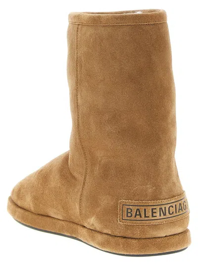 Balenciaga Suede Ankle Boots Round Toe In Brown