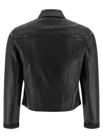 L'agence Janelle Glittered Coated Denim Jacket In Black