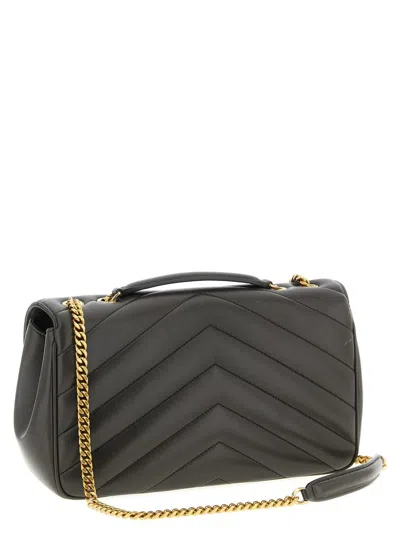 Saint Laurent Lou Lou Medium Leather Shoulder Bag In Gray