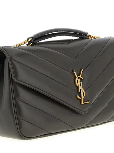 Saint Laurent Lou Lou Medium Leather Shoulder Bag In Gray