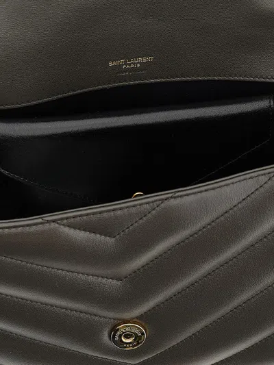 Saint Laurent Lou Lou Medium Leather Shoulder Bag In Gray