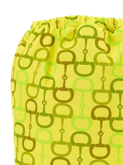 Gucci Horsebit Print Skirt Skirts Yellow In Green