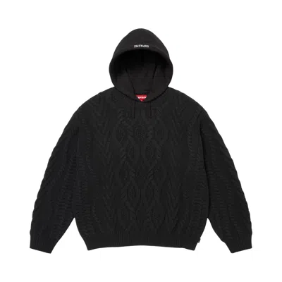 Pre-owned Supreme Cable Hooded Sweater 'black' | Men's Size M