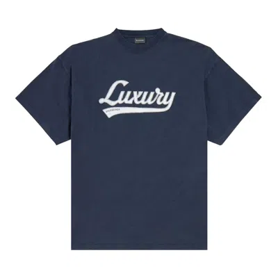 Pre-owned Balenciaga Oversized T-shirt 'washed Navy/white' | Blue | Men's Size S