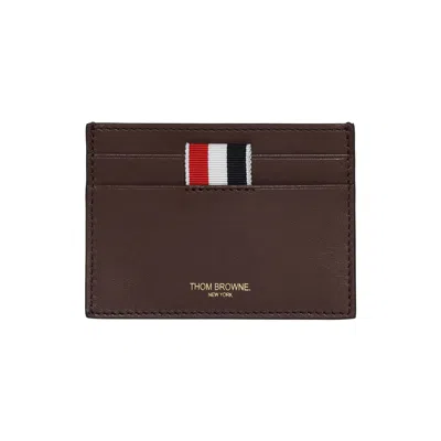 Pre-owned Thom Browne Single Card Holder In Soft Calf 'dark Brown' | Men's Size Onesize