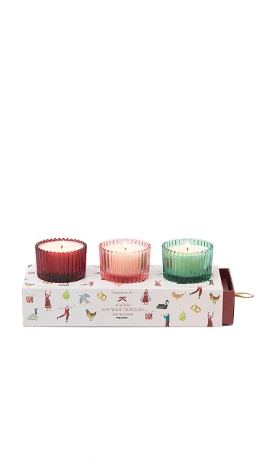 Paddywax Twelve Days Of Christmas Candles Set Of 3 In Multi