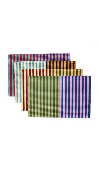 Dusen Dusen Set Of 4 Dual Stripe Placemats In Multi