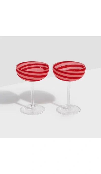 Fazeek Swirl Coupe Glasses Set Of 2 In Red