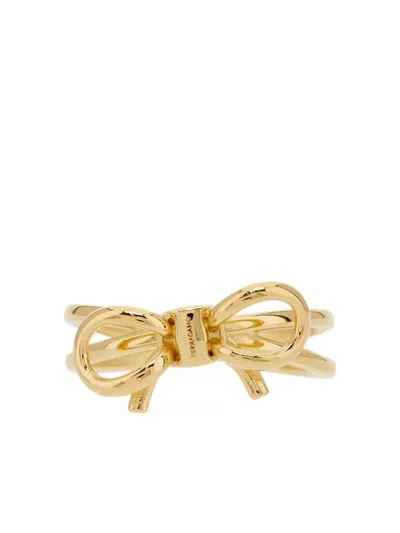 Ferragamo Bow Double-band Ring In Gold
