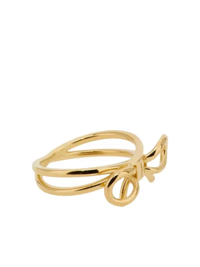 Ferragamo Bow Double-band Ring In Gold