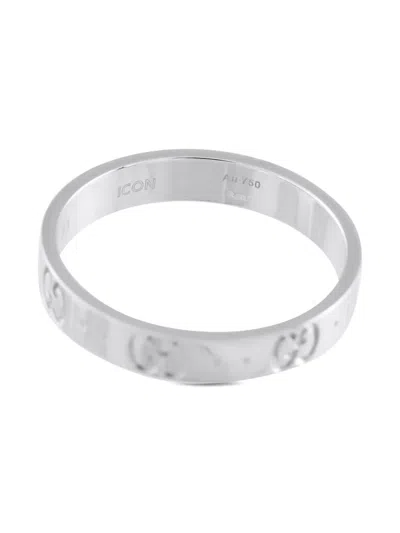 Pre-owned Gucci 18k白金 Icon Gg 戒指 In Silver