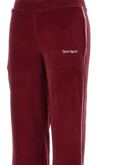 Mc2 Saint Barth Yvonne Embroidered-logo Track Pants In Red