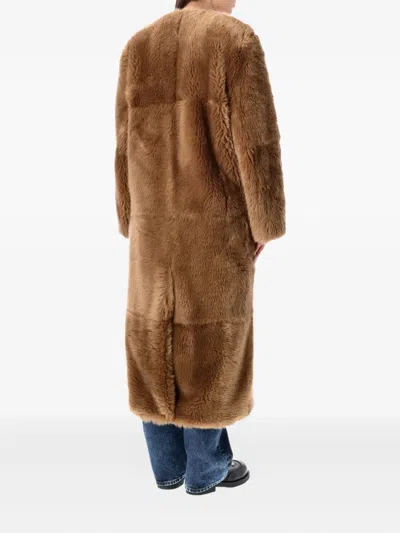 Stand Studio Hilma Eco Fur Coat In Brown