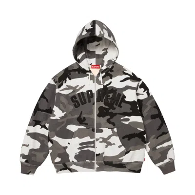 Pre-owned Supreme Arc Thermal Lined Zip Up Hooded Sweatshirt 'snow Camo' | White | Men's Size S