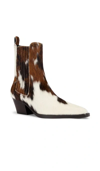 Lola Cruz Pony Hair Ankle Bootie In Brown