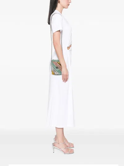 Pre-owned Gucci 2016-2025 Small Gg Marmont Sequined Diagonal Matelasse Leather Bucket Bag In Green