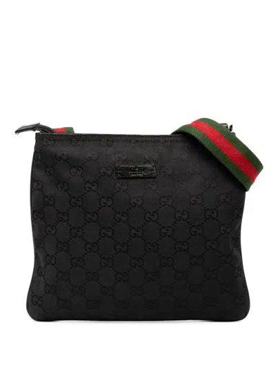 Pre-owned Gucci 2000-2015 Gg Canvas Web Crossbody Bag In Black