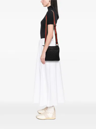 Pre-owned Gucci 2000-2015 Gg Canvas Web Crossbody Bag In Black