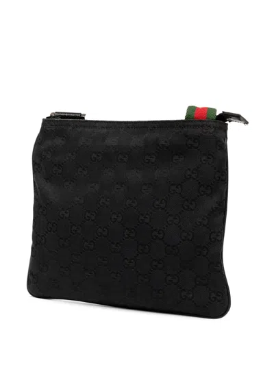 Pre-owned Gucci 2000-2015 Gg Canvas Web Crossbody Bag In Black