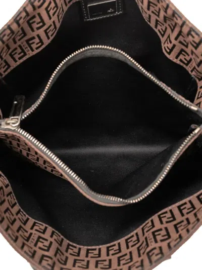 Pre-owned Fendi 2000-2010 Zucchino Canvas Tote Bag In Brown