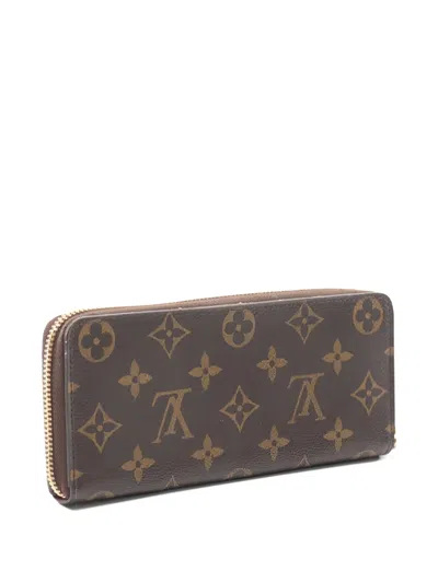 Pre-owned Louis Vuitton 2018 Clemence Monogram-pattern Leather Wallet In Brown