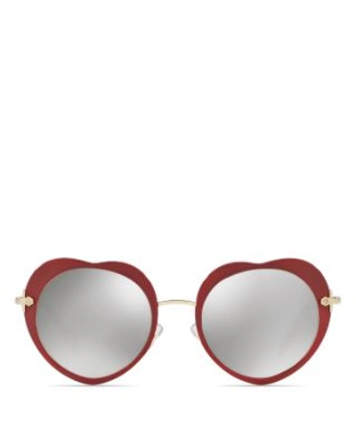 Shop Miu Miu Mirrored Apple Round Sunglasses, 52mm In Red/silver Mirror