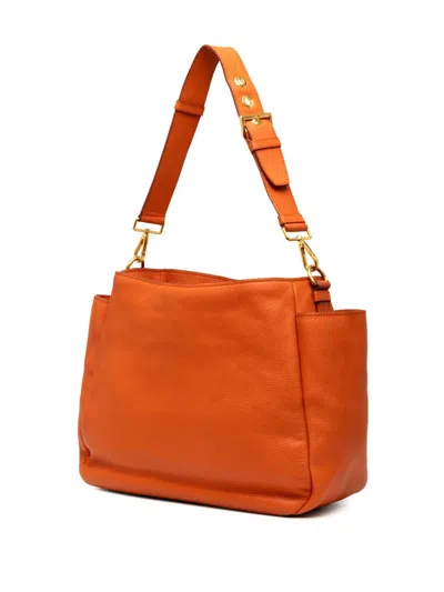 Pre-owned Prada 2000-2025 Vitello Daino Side Pocket Shoulder Bag In Orange