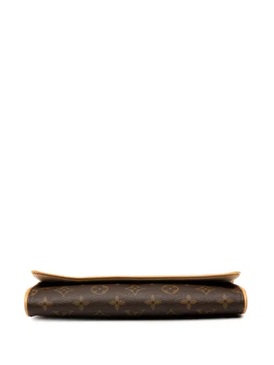 Pre-owned Louis Vuitton 2000 Monogram Pochette Twin Gm Crossbody Bag In Brown