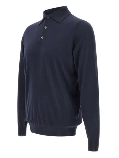 Filippo De Laurentiis Long-sleeves Polo Shirt In Blue
