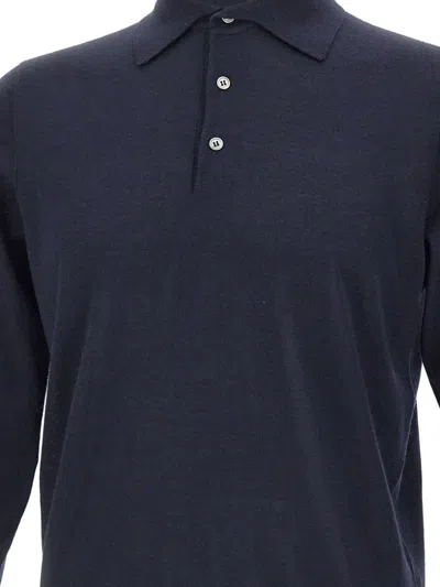 Filippo De Laurentiis Long-sleeves Polo Shirt In Blue