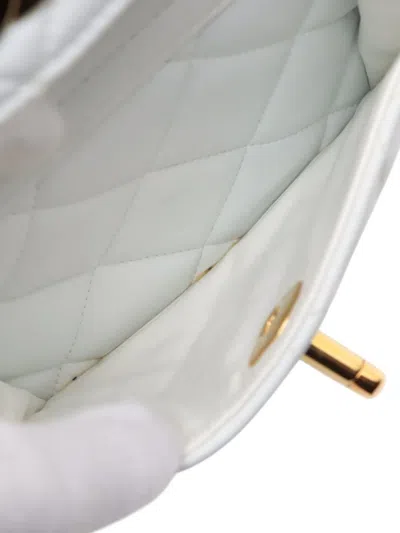 Pre-owned Chanel 1994-1996 Medium Quilted Lambskin Duma Backpack In White