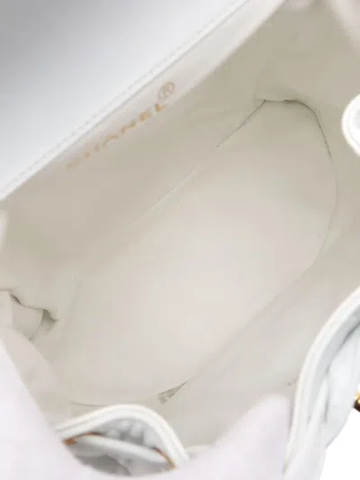 Pre-owned Chanel 1994-1996 Medium Quilted Lambskin Duma Backpack In White