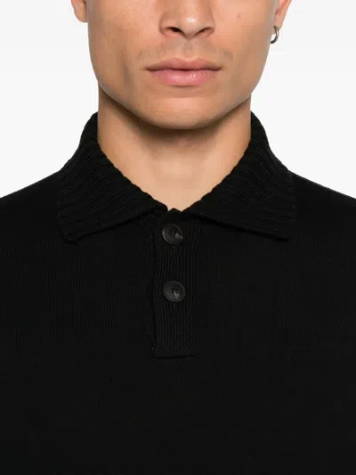 Tagliatore Wool Sweater With Polo Collar In Black