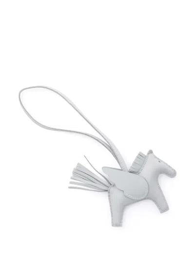 Pre-owned Hermes 2025 Pegasus Tassel Bag Charm In Gray