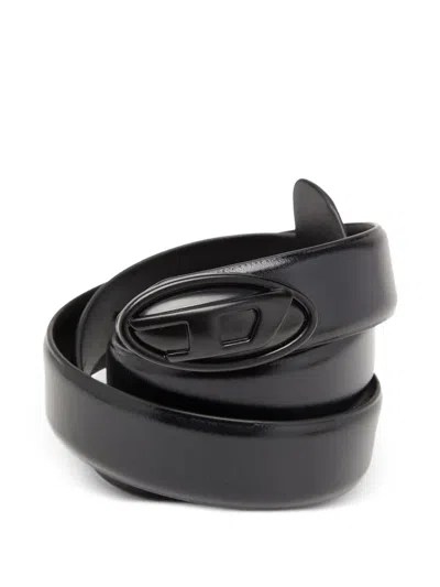 Diesel B-dd Logo-buckle Belt In Black
