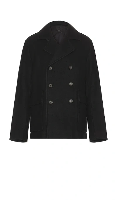 Vince Wool Peacoat In Black