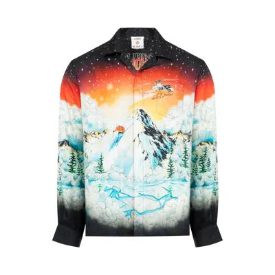 Pre-owned Casablanca Cuban Collar Long-sleeve Shirt 'ski Lake' | Multi-color | Men's Size Xl