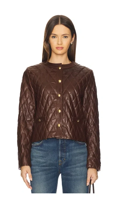 Nili Lotan Amy Cropped Quilted Leather Jacket In Brown