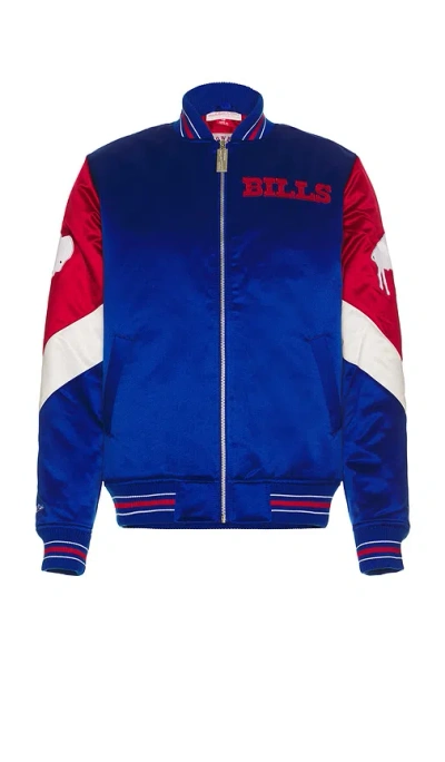Mitchell & Ness Nfl Bills Throw It Back Heavyweight Satin Jacket In Blue
