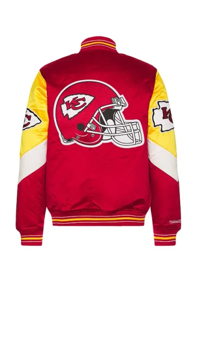 Mitchell & Ness Nfl Chiefs Throw It Back Heavyweight Satin Jacket In Red