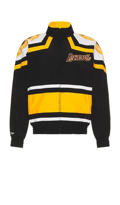 Mitchell & Ness Nba Lakers Throw It Back Windbreaker In Black